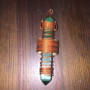 Perfect green tourmaline copper magnet pendant